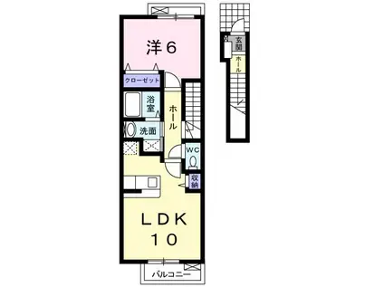 ペール・リアンB棟(1LDK/2階)の間取り写真