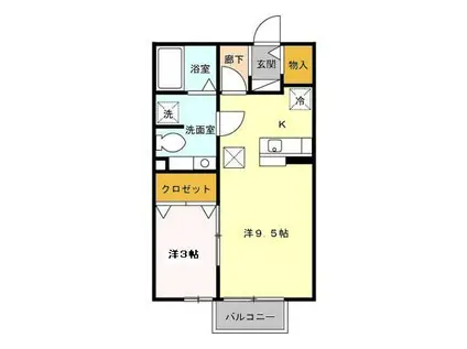 モナリエA(1LDK/1階)の間取り写真