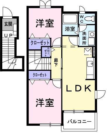 ル・レーヴ(2LDK/2階)の間取り写真