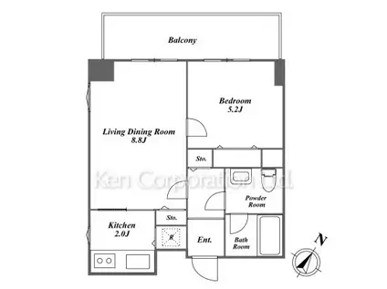 三田清風ガーデン(1LDK/2階)の間取り写真