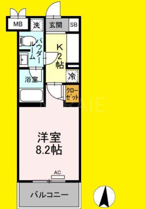 ファンディ平塚(1K/3階)の間取り写真
