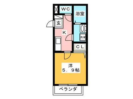 TRAD鶴ヶ島(1K/2階)の間取り写真