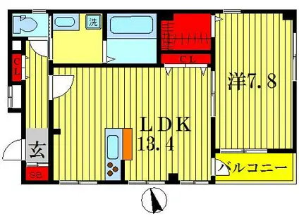アヴィテエイト(ワンルーム/2階)の間取り写真