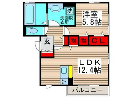 アルコイリス(1LDK/2階)の間取り写真
