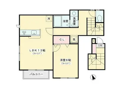 ヴォーヌングケテル(1LDK/2階)の間取り写真