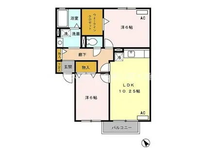 エクセルコート鷹丘A(2LDK/2階)の間取り写真