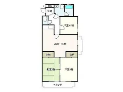 第2橋本マンション(3LDK/1階)の間取り写真