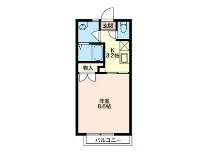 フレグランスマルベリィ(1K/2階)の間取り写真