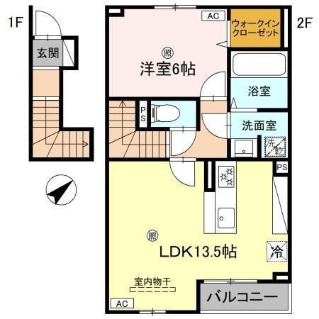 CASA LIBER(1LDK/2階)の間取り写真