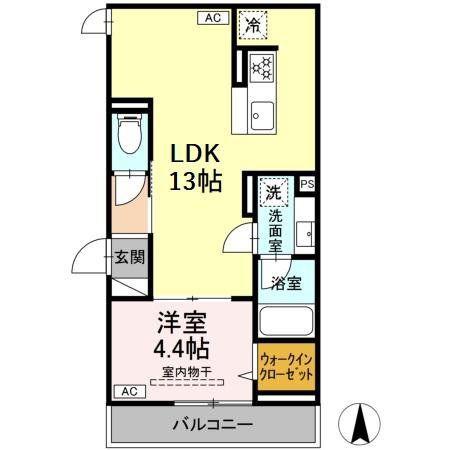 D PAINA 中野島II(1LDK/2階)の間取り写真