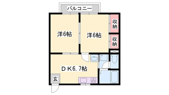 ロジュマン継(2DK/1階)の間取り写真