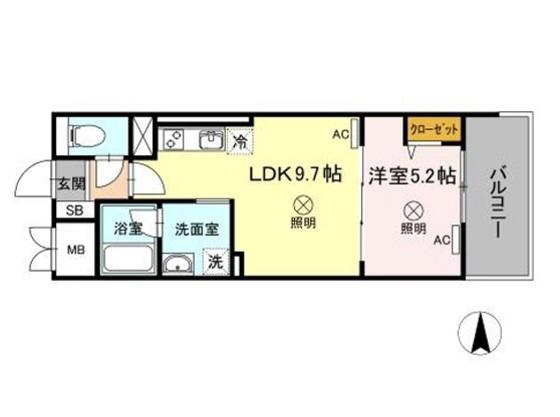 TWIN TOWERS AZUKI(1LDK/2階)の間取り写真
