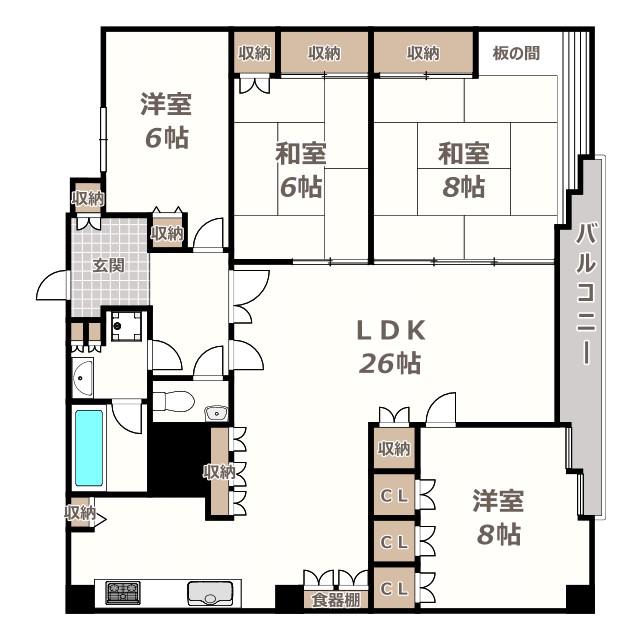 タイムス西田辺(4LDK/6階)の間取り写真