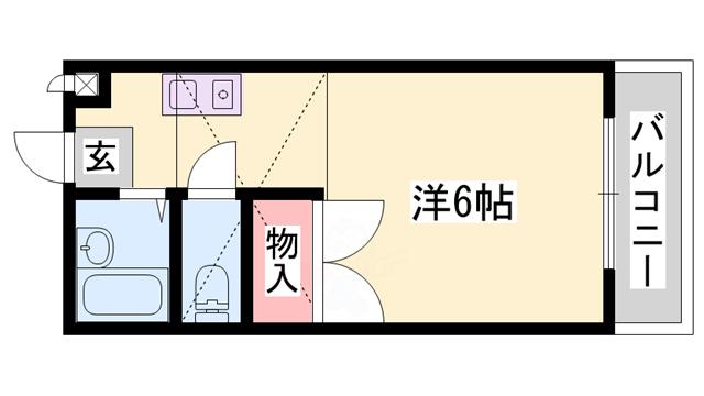 バロン伊達(1K/2階)の間取り写真