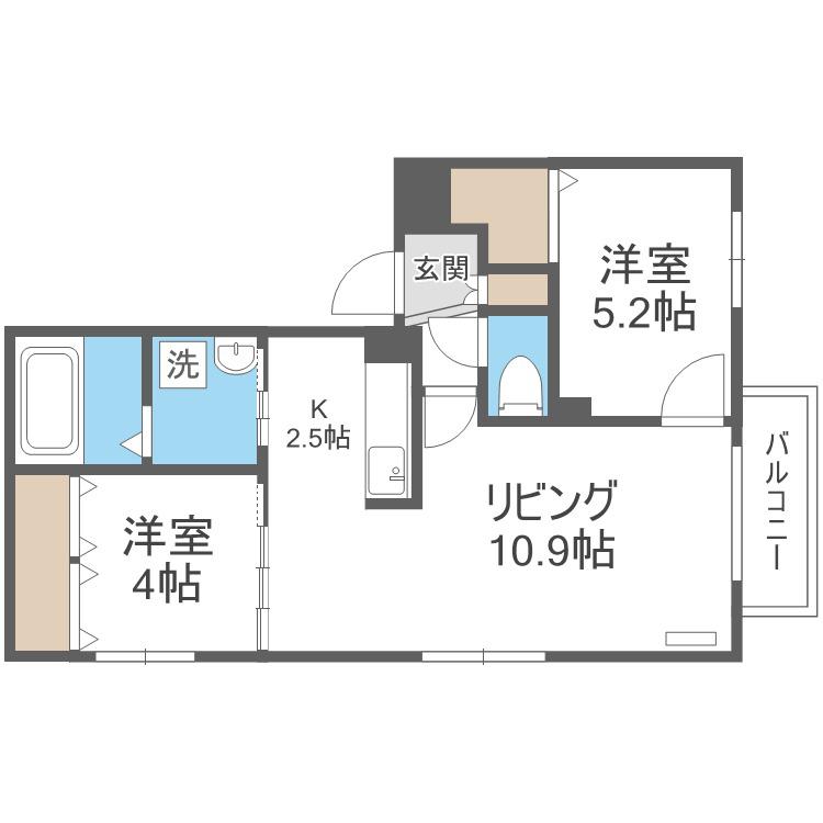 FOLIAGE PLACE(2LDK/3階)の間取り写真