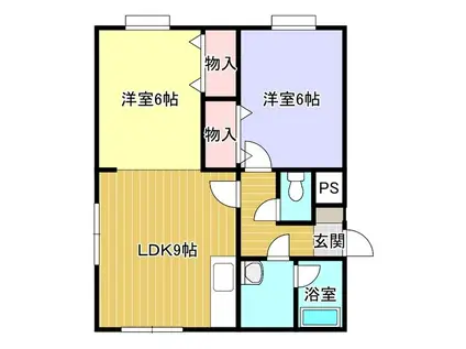エスコートS11(2LDK/4階)の間取り写真