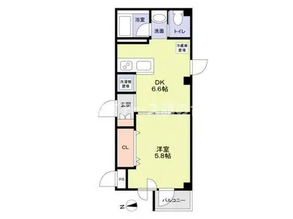 グレースコート(1DK/2階)の間取り写真