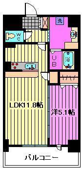 RESIDENCE OMIYA HIKAWASANDOレジデンス大宮(1LDK/7階)の間取り写真