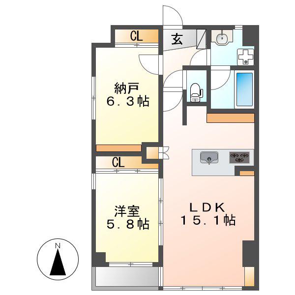 AREX丸の内II(1SLDK/5階)の間取り写真