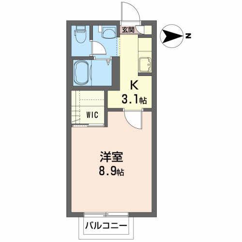 メゾンU(1K/2階)の間取り写真