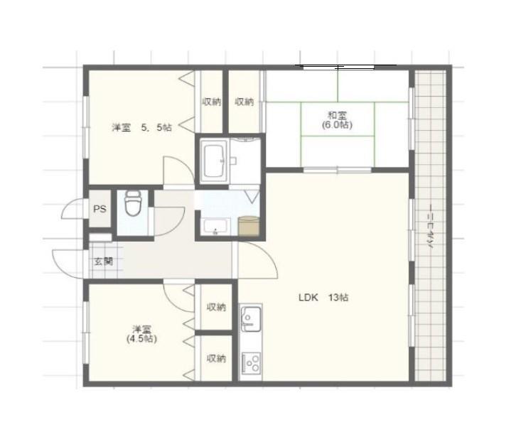 COZY COURT M(3LDK/3階)の間取り写真