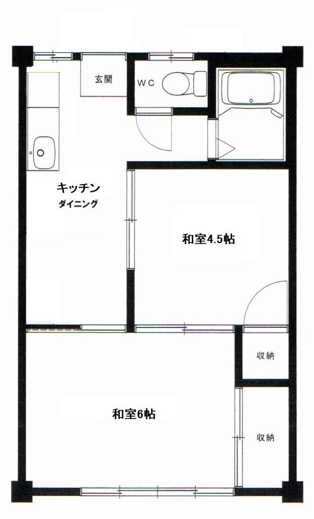 コーポサツキ(2K/2階)の間取り写真