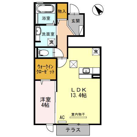 METEOR瑞穂(1LDK/1階)の間取り写真