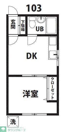 パレスプレジデントII(1DK/1階)の間取り写真