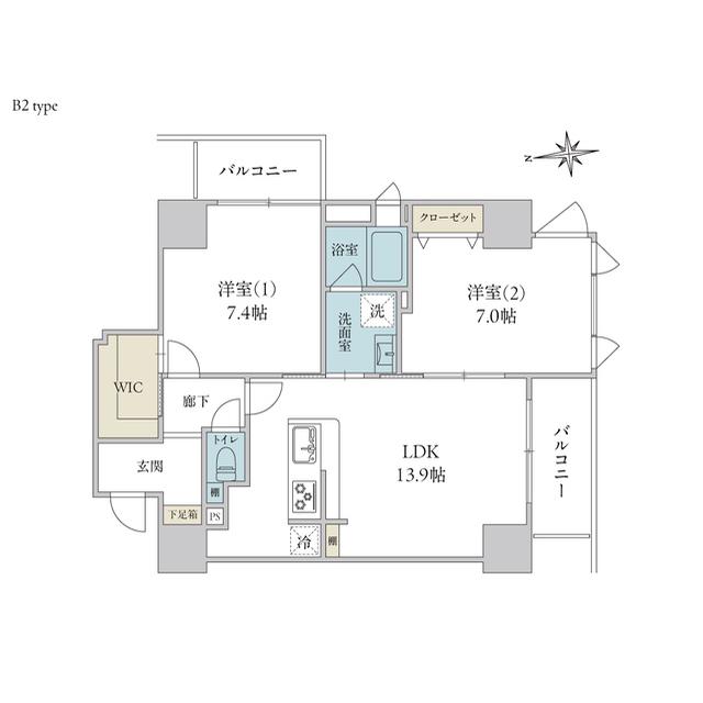 パティオ大手門(2LDK/8階)の間取り写真