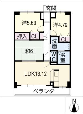 フィオーレ観月(3LDK/1階)の間取り写真