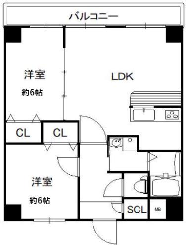 ZIOVLLL清水丘(2LDK/7階)の間取り写真