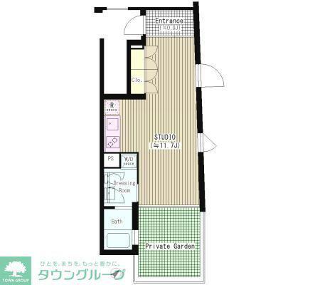 ATKレジデンス西小山(ワンルーム/1階)の間取り写真