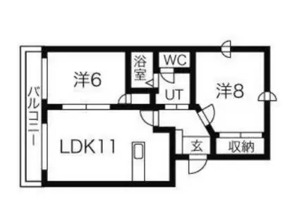ショパンシャトー山の手(2LDK/1階)の間取り写真