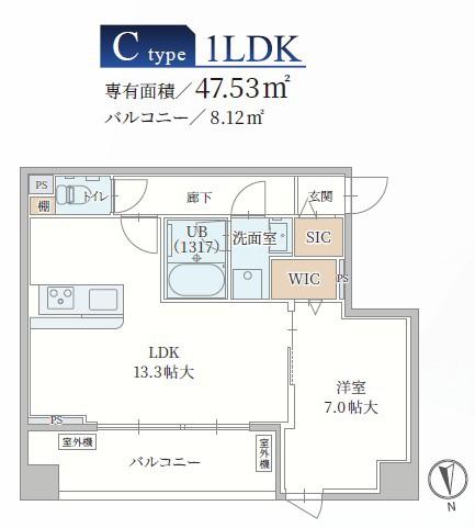 LE MOBI 天神橋(1LDK/4階)の間取り写真