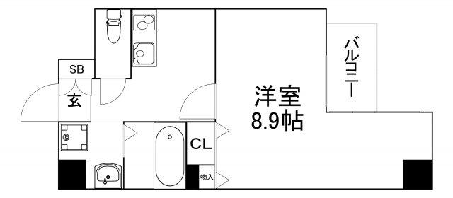 クレアート大手前グランアクシア(1K/6階)の間取り写真