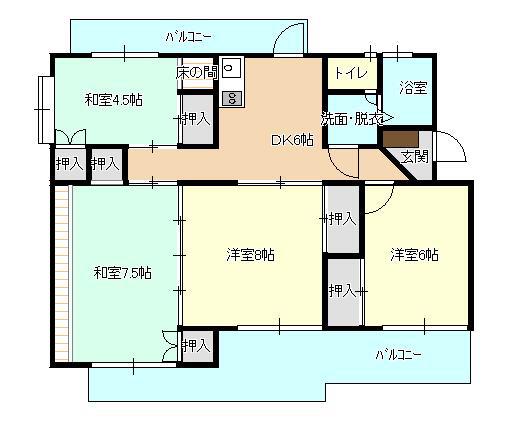 コーポキコー(4DK/2階)の間取り写真