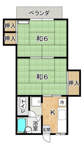 第2サンハイム(2K/2階)の間取り写真