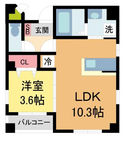 パークサイド池田(1LDK/3階)の間取り写真