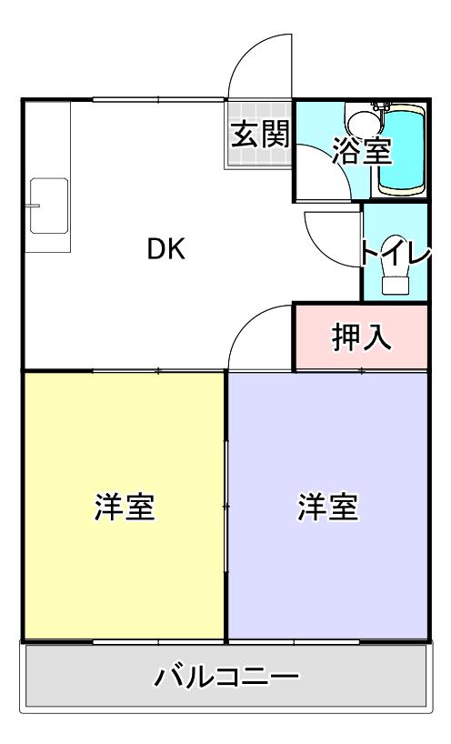 リーフガーデンB(2DK/1階)の間取り写真