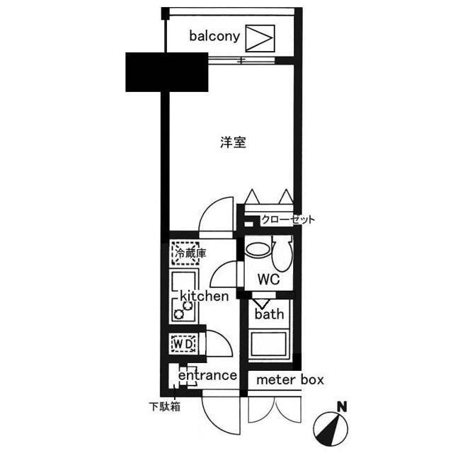 レジディア日本橋人形町2(1K/4階)の間取り写真