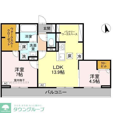 カームグロウ(2LDK/3階)の間取り写真