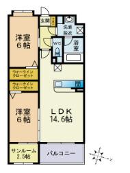 アクティブ(2LDK/3階)の間取り写真