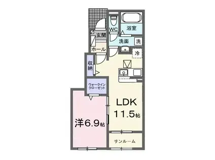 ヴァンヴェール彦根RS(1LDK/1階)の間取り写真