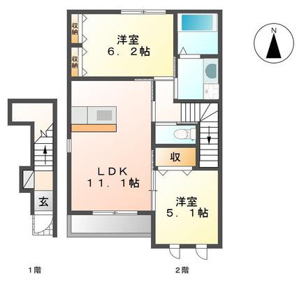 大切なペットと暮らせる(2LDK/2階)の間取り写真