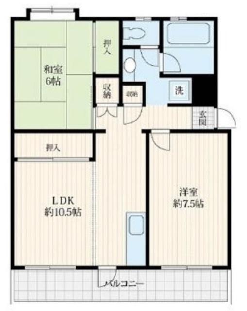 アッティー朝霞台B棟(2LDK/5階)の間取り写真