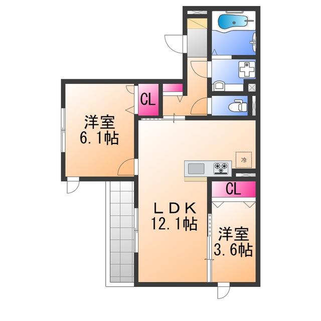 桜之町東一丁PJ(2LDK/2階)の間取り写真