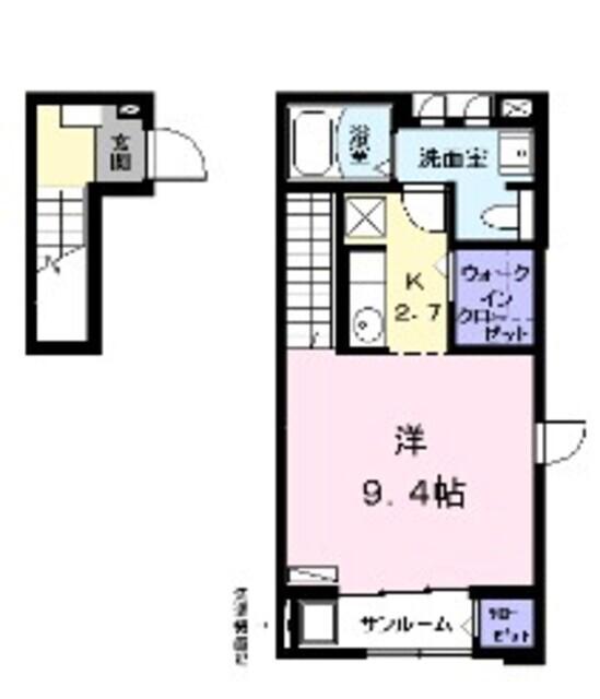 エレガンス牛立(ワンルーム/2階)の間取り写真