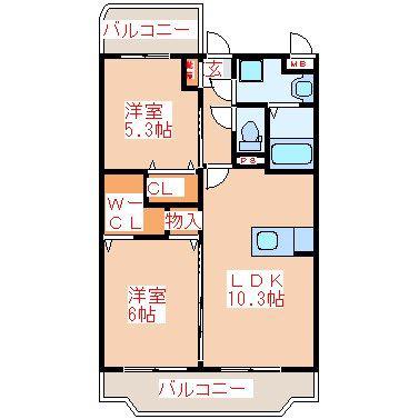 YS SPAZIO(2LDK/4階)の間取り写真
