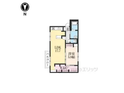 ラパ下阪本B棟(1LDK/2階)の間取り写真