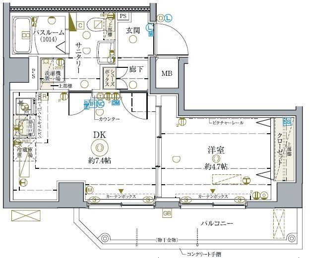 クレヴィスタ方南町(1DK/1階)の間取り写真
